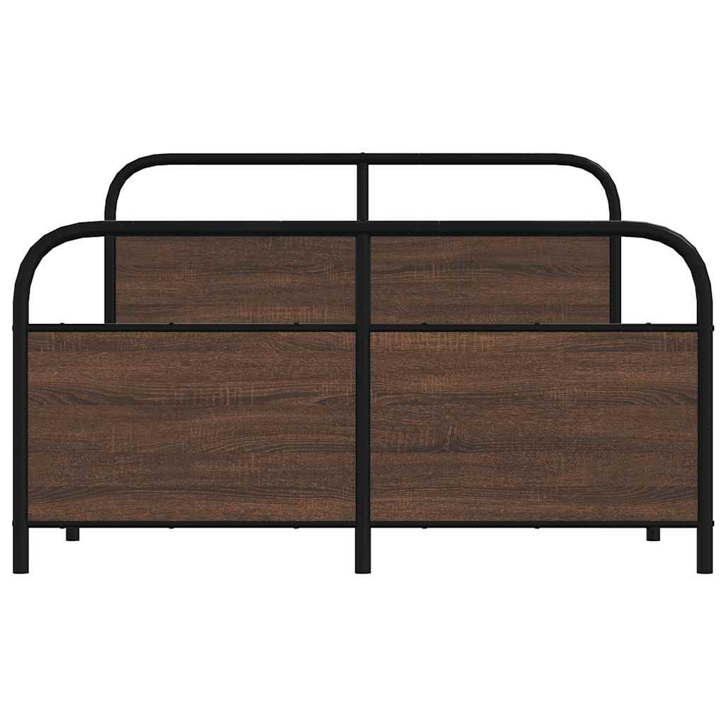 Metal Bed Frame without Mattress Brown Oak 140x200 cm