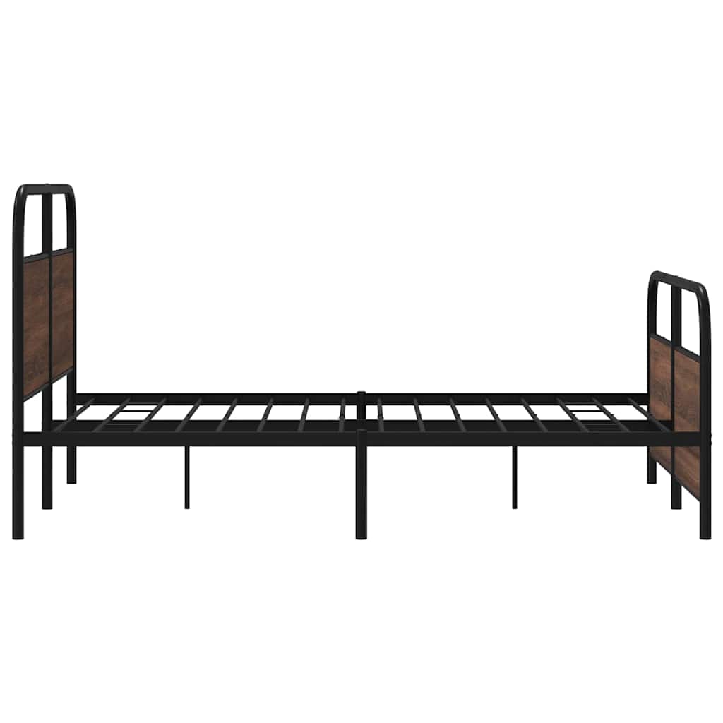 Metal Bed Frame without Mattress Brown Oak 140x200 cm