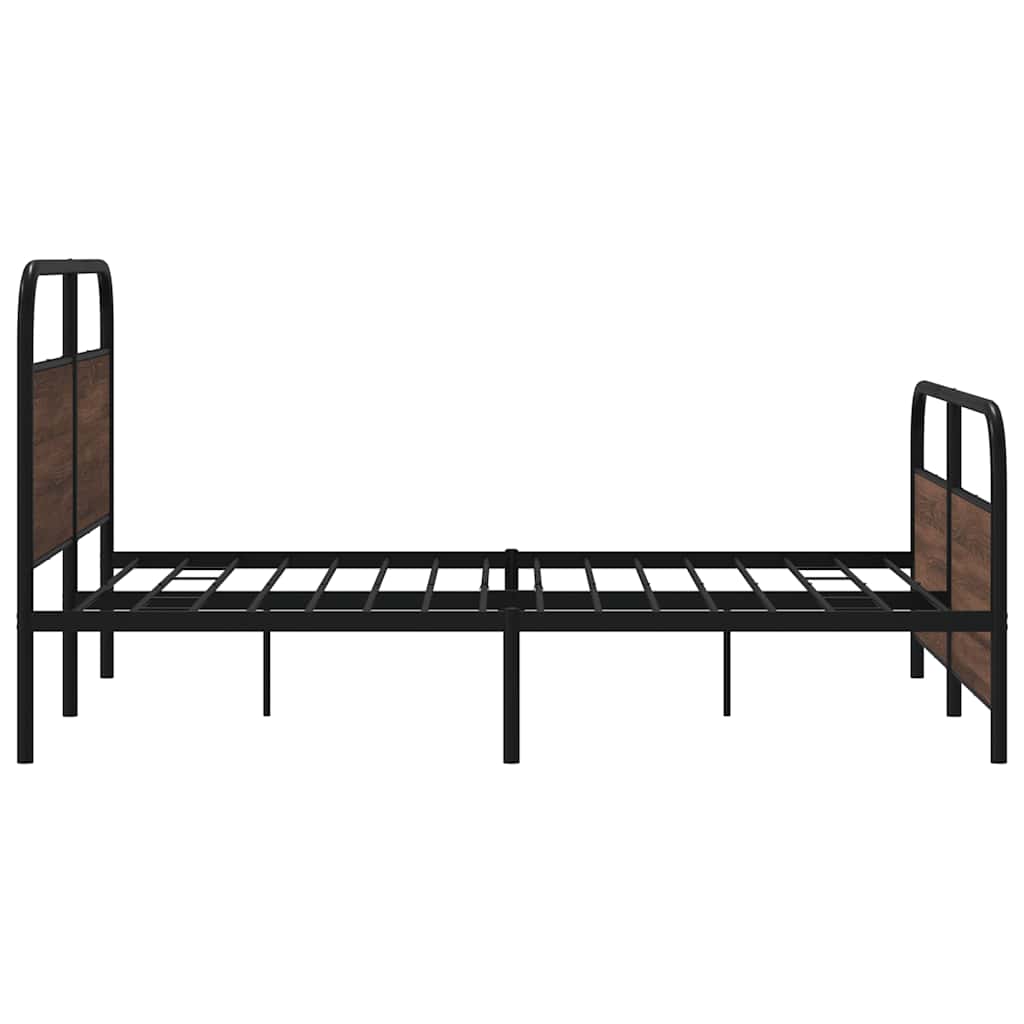 Metal Bed Frame without Mattress Brown Oak 160x200 cm