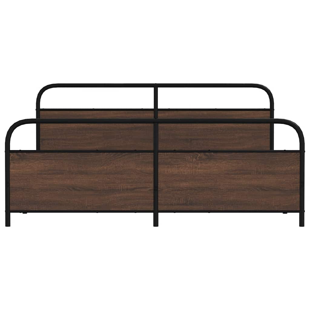 Metal Bed Frame without Mattress Brown Oak 183x213 cm