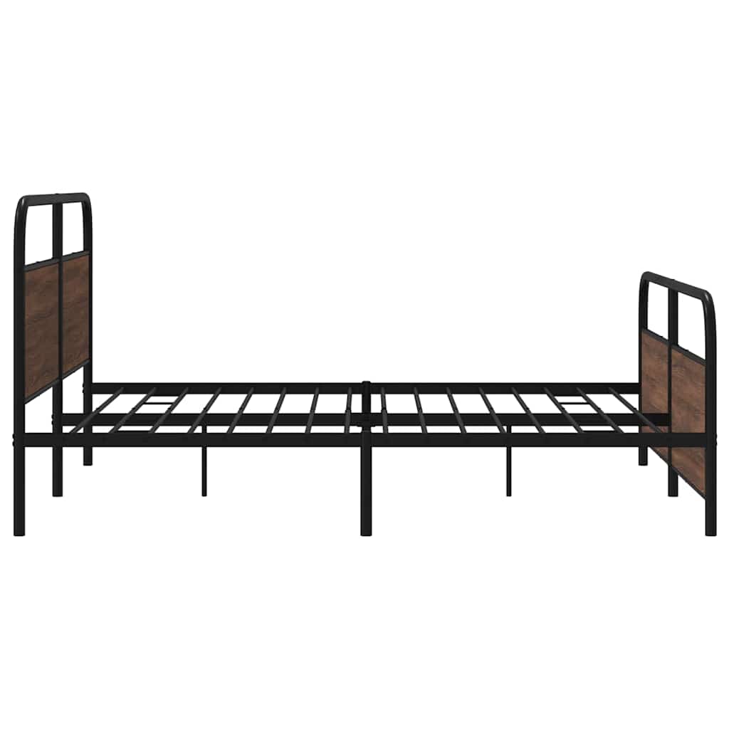 Metal Bed Frame without Mattress Brown Oak 193x203 cm