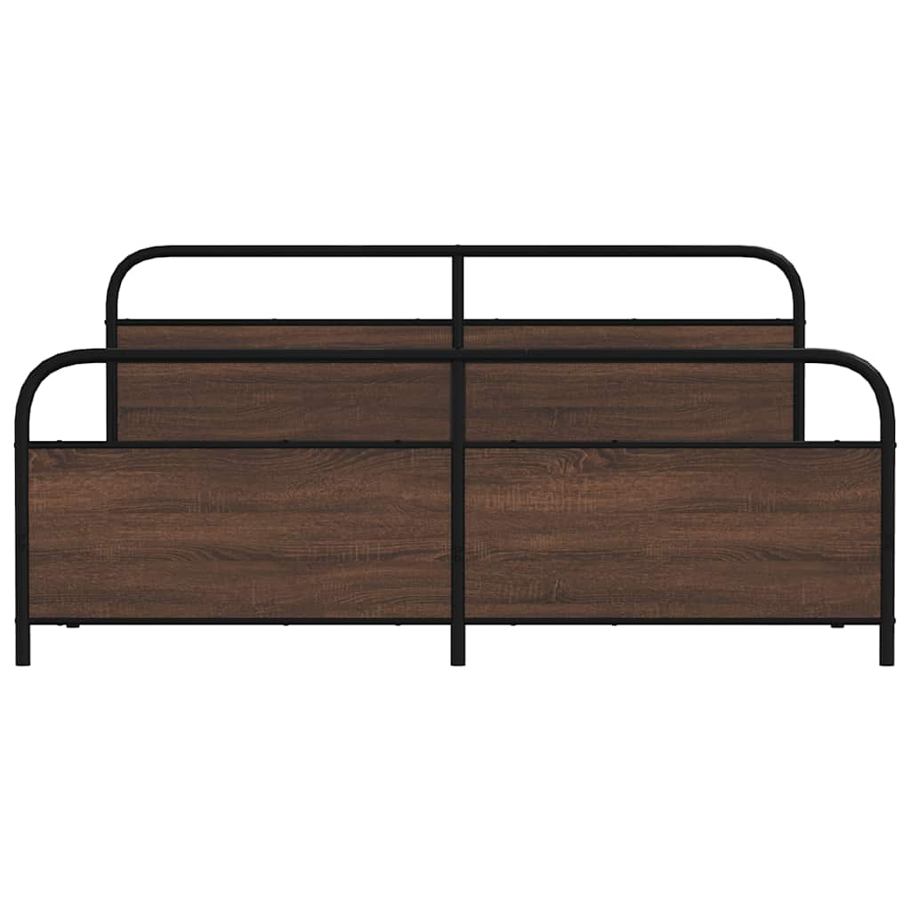 Metal Bed Frame without Mattress Brown Oak 200x200 cm
