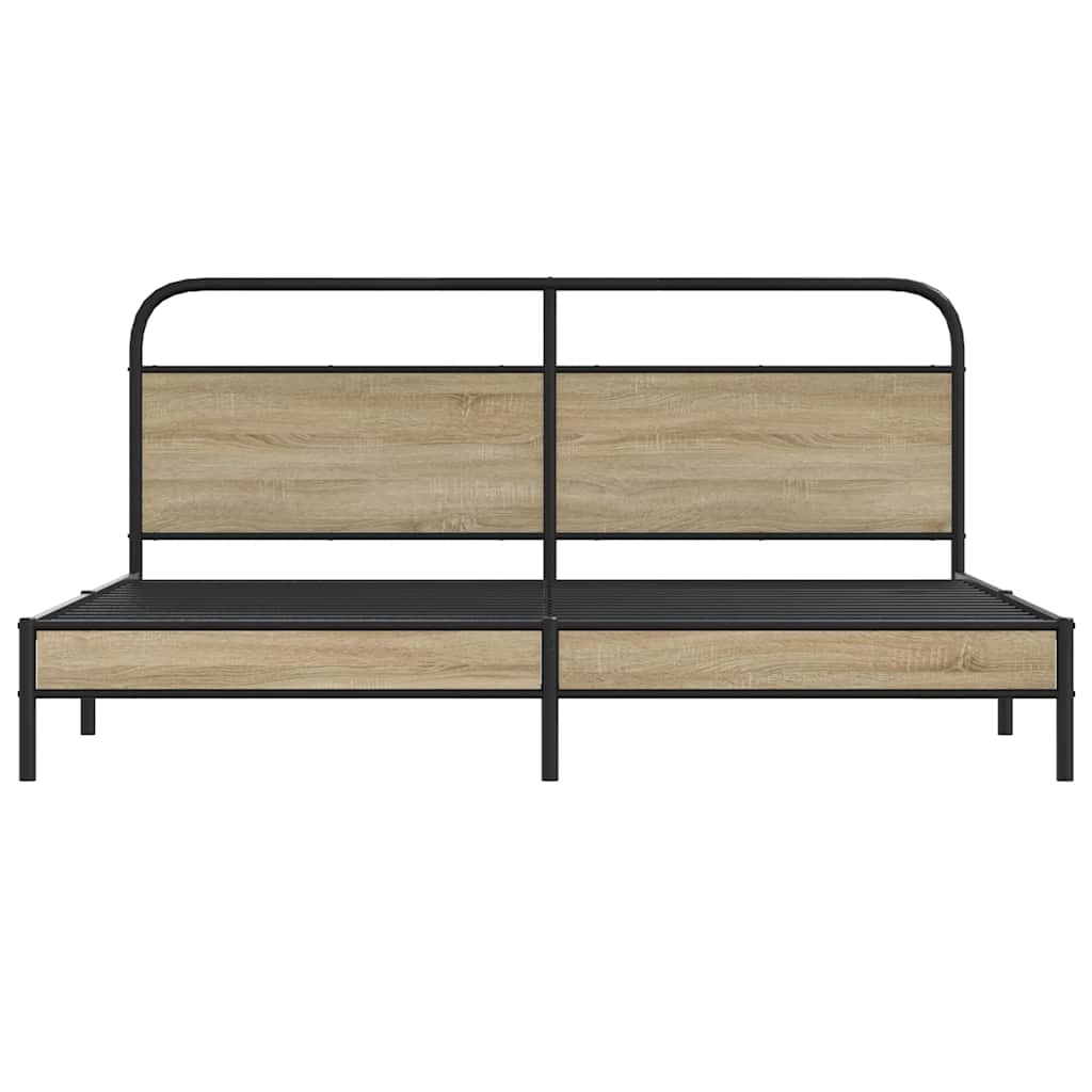 Metal Bed Frame without Mattress Smoked Oak 180x200 cm Super King