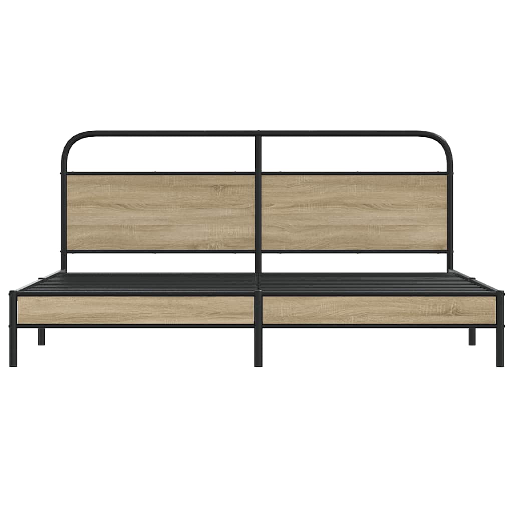 Metal Bed Frame without Mattress Smoked Oak 193x203 cm