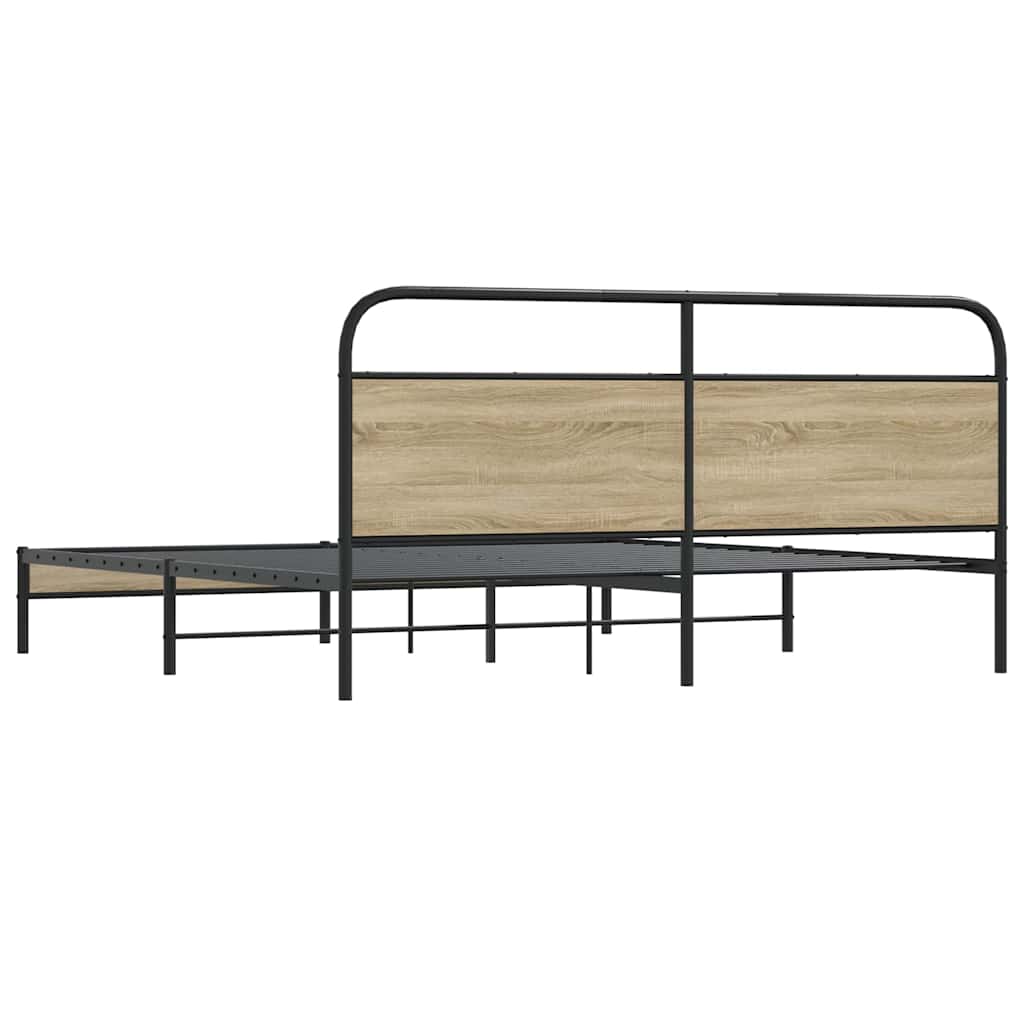 Metal Bed Frame without Mattress Smoked Oak 193x203 cm