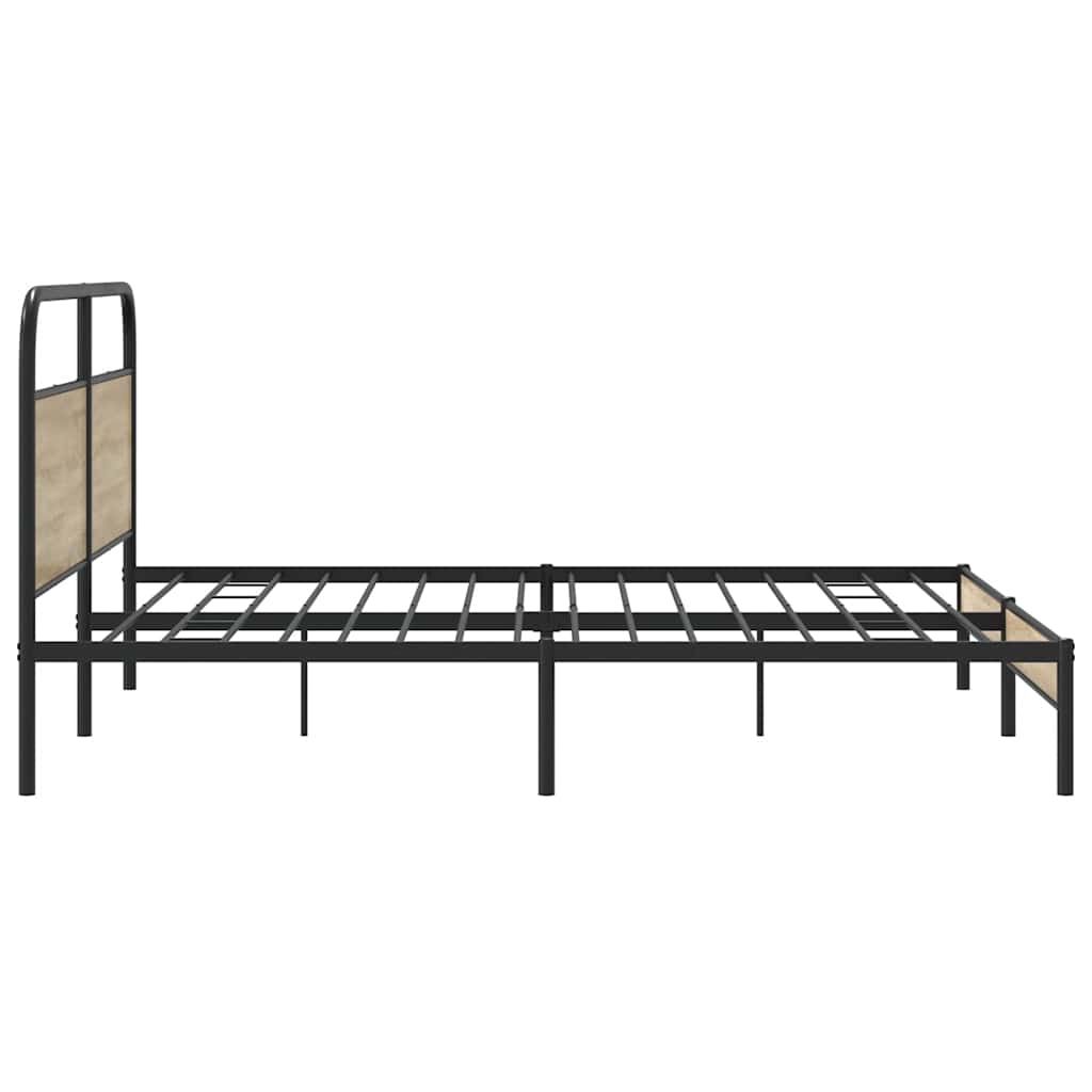 Metal Bed Frame without Mattress Smoked Oak 200x200 cm