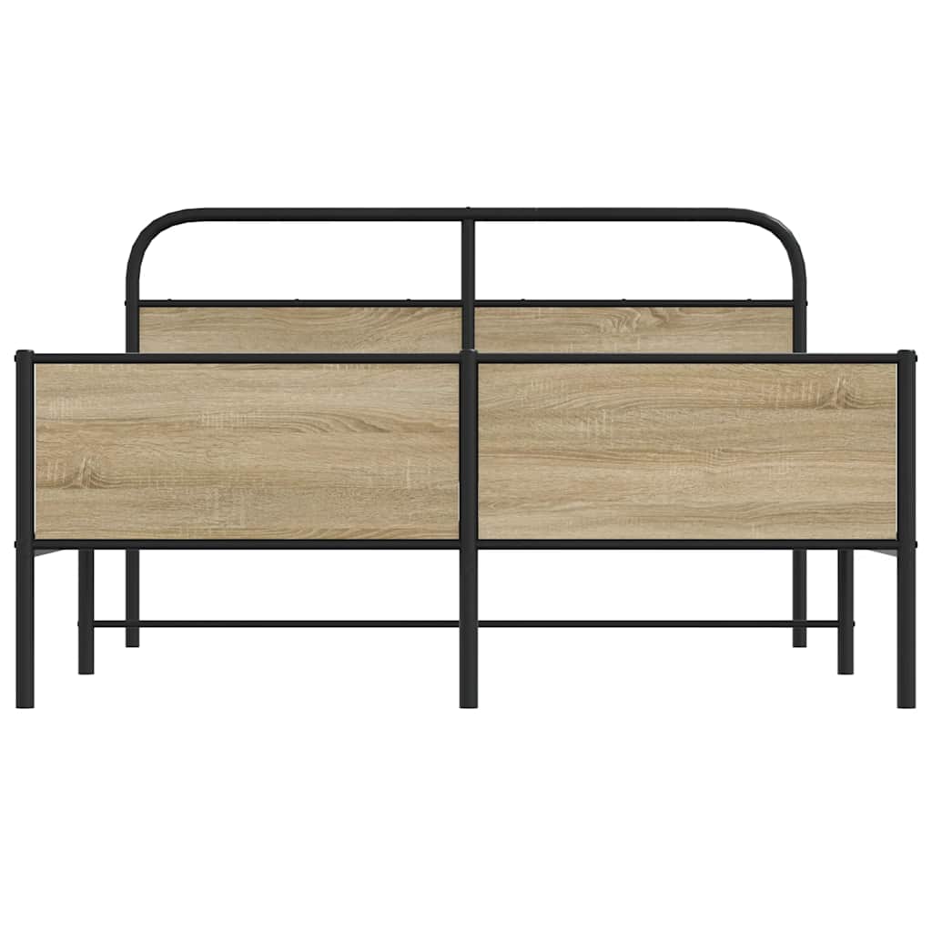 Metal Bed Frame without Mattress Smoked Oak 160x200 cm