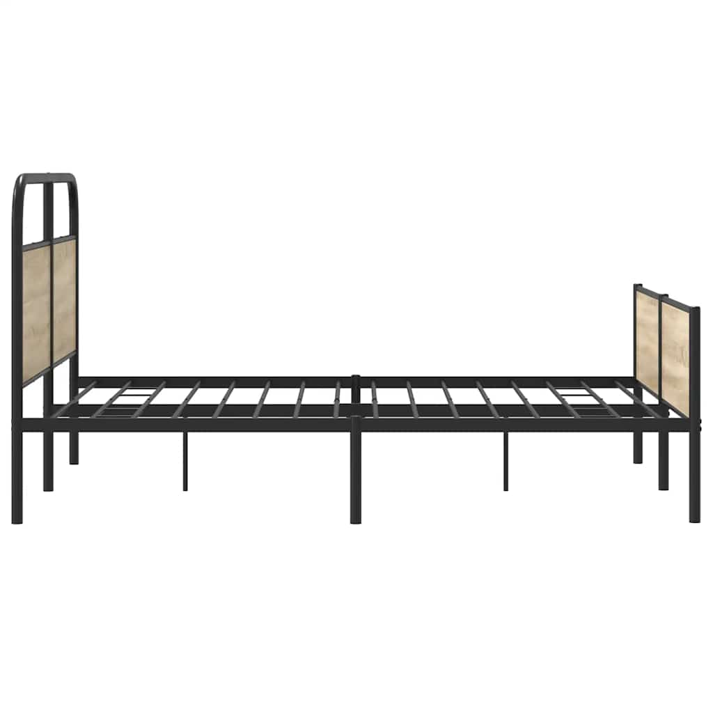 Metal Bed Frame without Mattress Smoked Oak 160x200 cm