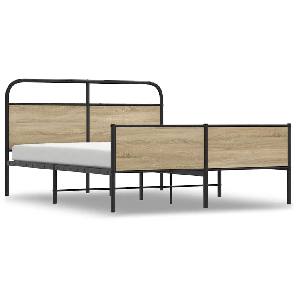 Metal Bed Frame without Mattress Smoked Oak 180x200 cm Super King