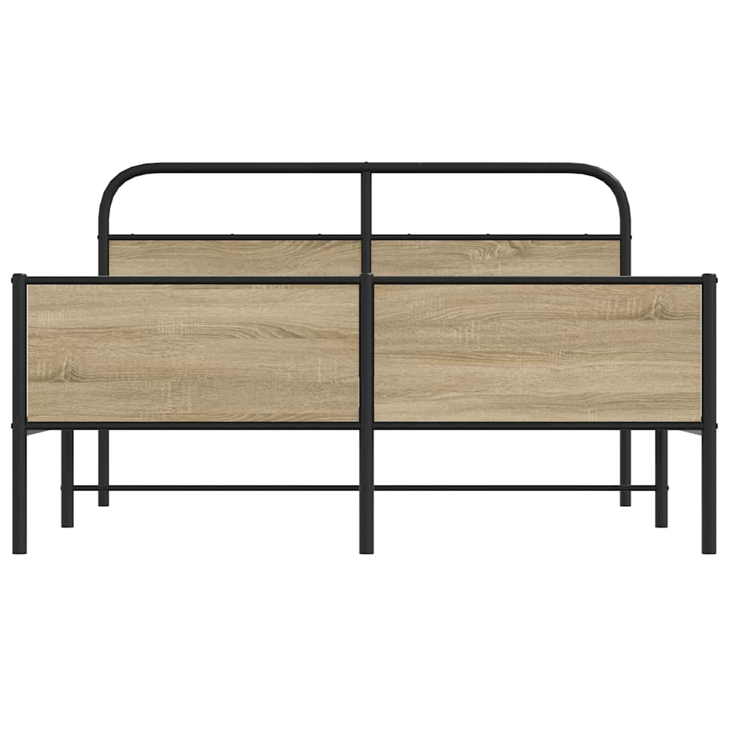 Metal Bed Frame without Mattress Smoked Oak 180x200 cm Super King