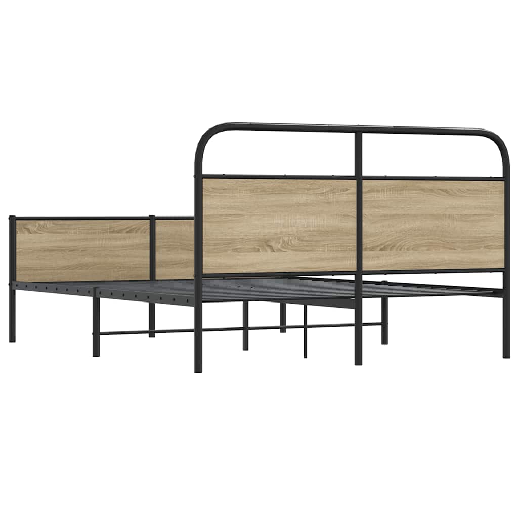 Metal Bed Frame without Mattress Smoked Oak 180x200 cm Super King