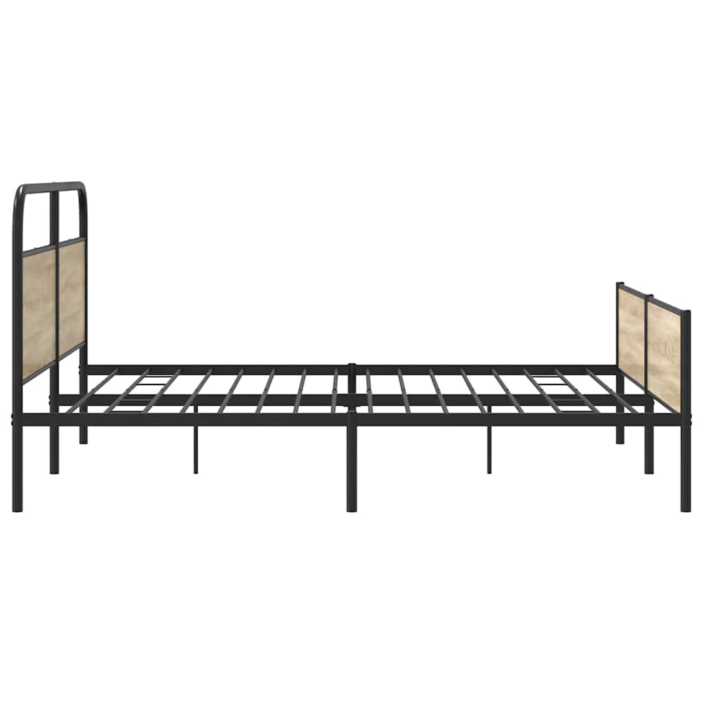 Metal Bed Frame without Mattress Smoked Oak 183x213 cm