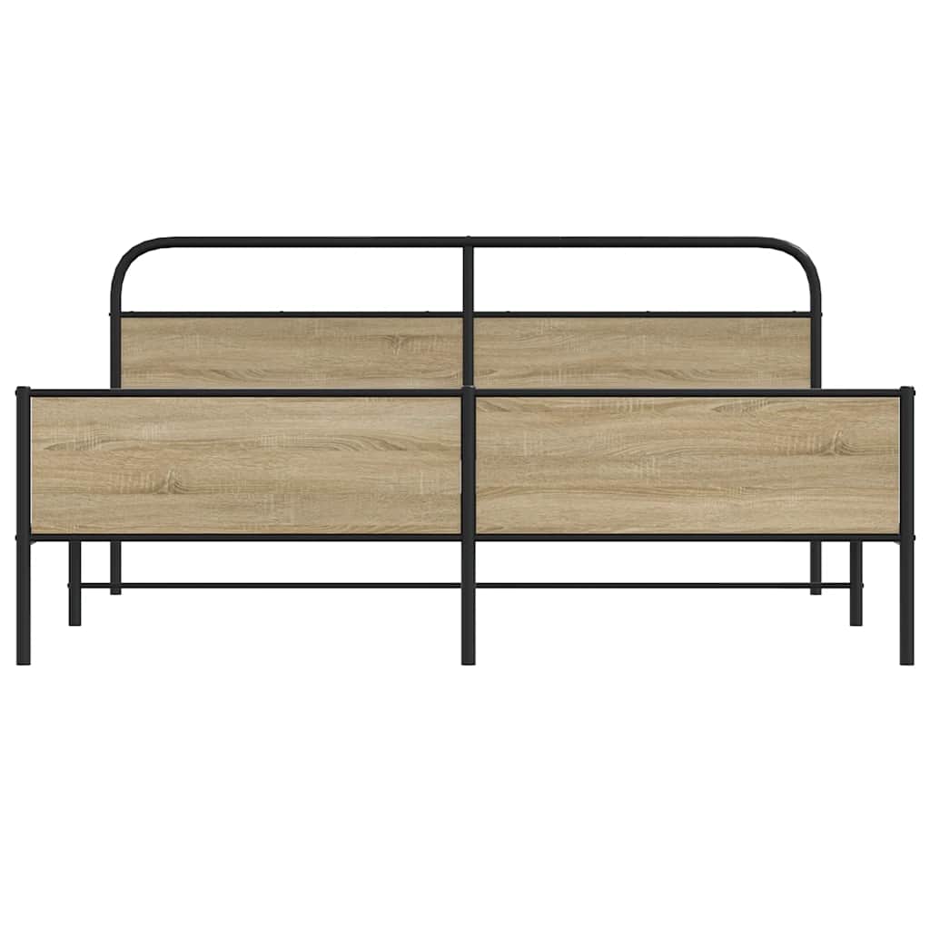 Metal Bed Frame without Mattress Smoked Oak 193x203 cm