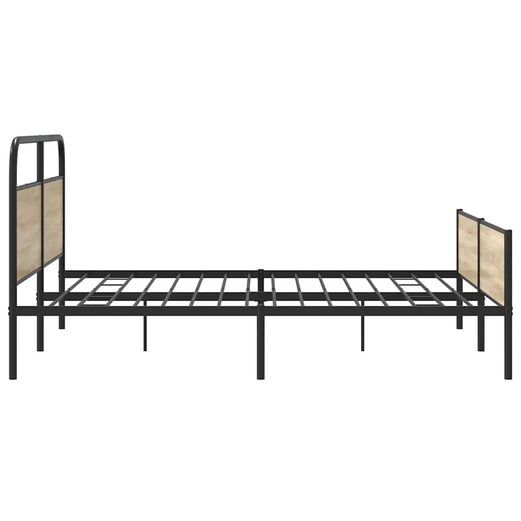 Metal Bed Frame without Mattress Smoked Oak 150x200 cm King Size