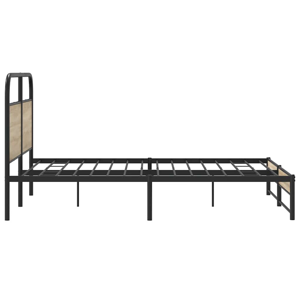 Metal Bed Frame without Mattress Smoked Oak 160x200 cm