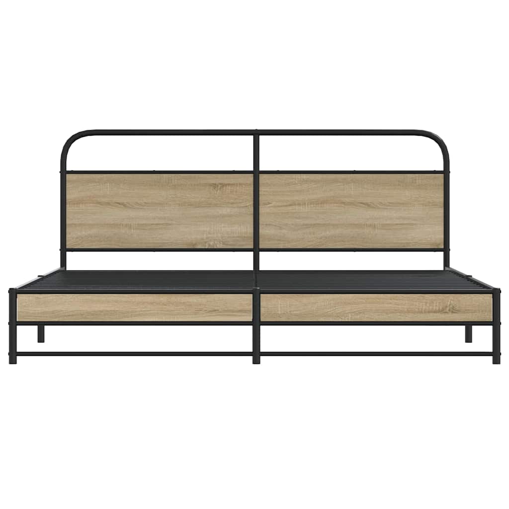 Metal Bed Frame without Mattress Smoked Oak 180x200 cm Super King