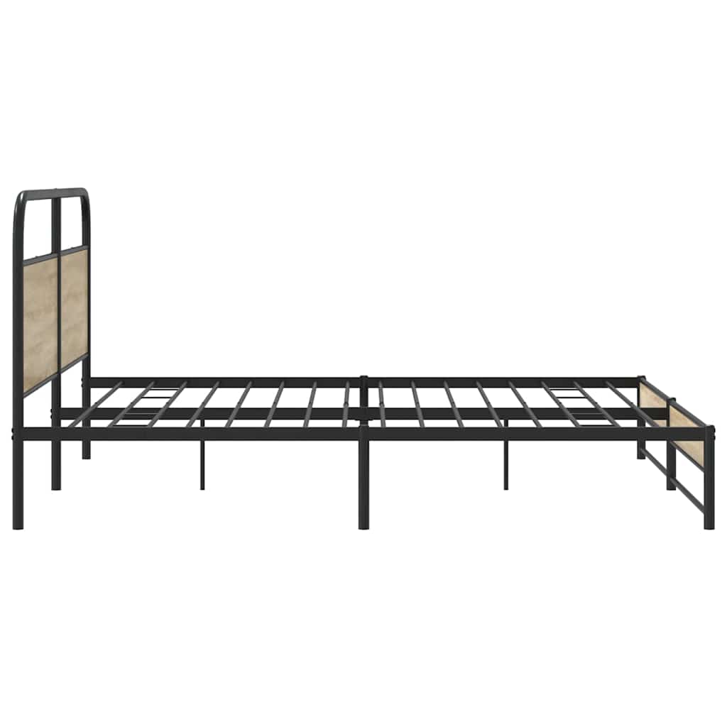 Metal Bed Frame without Mattress Smoked Oak 183x213 cm