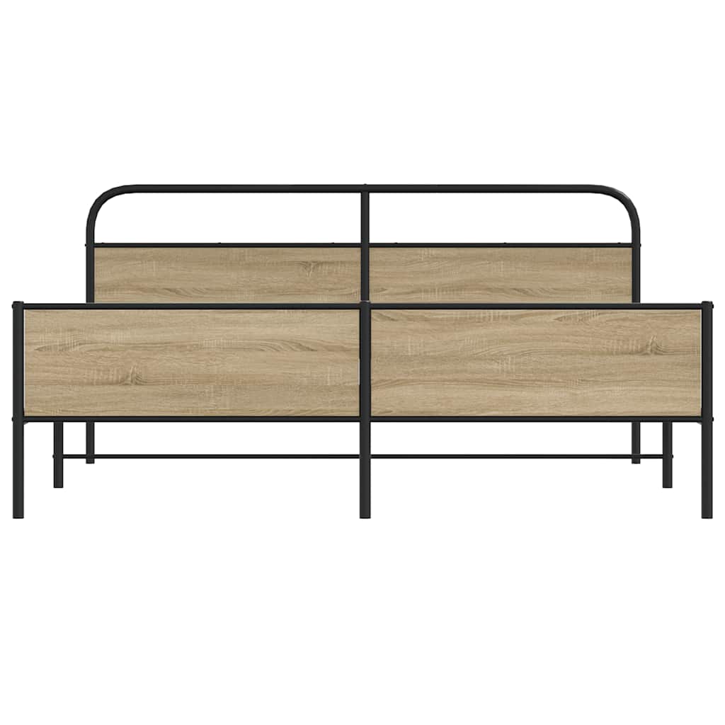 Metal Bed Frame without Mattress Smoked Oak 193x203 cm