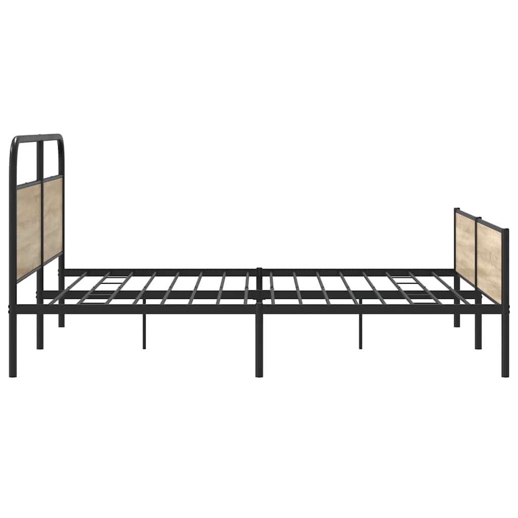 Metal Bed Frame without Mattress Smoked Oak 193x203 cm