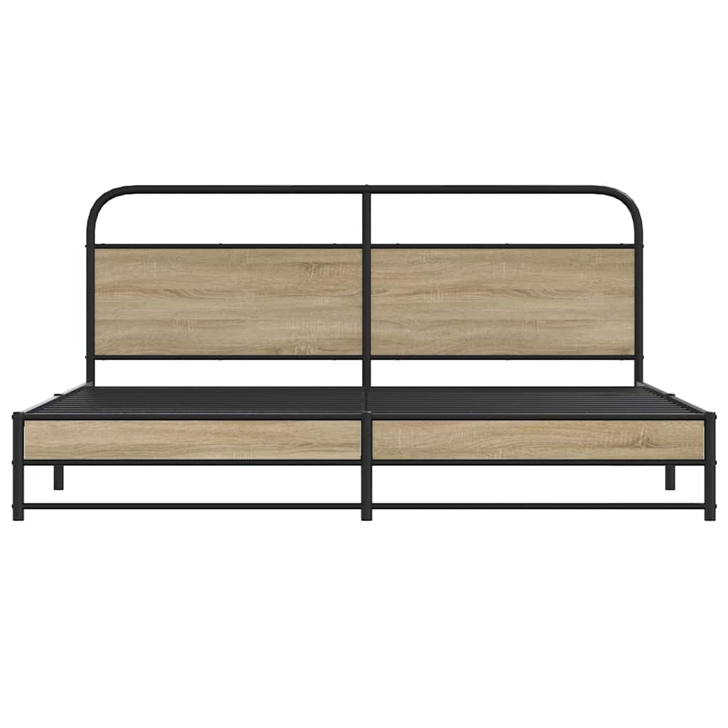 Metal Bed Frame without Mattress Smoked Oak 200x200 cm