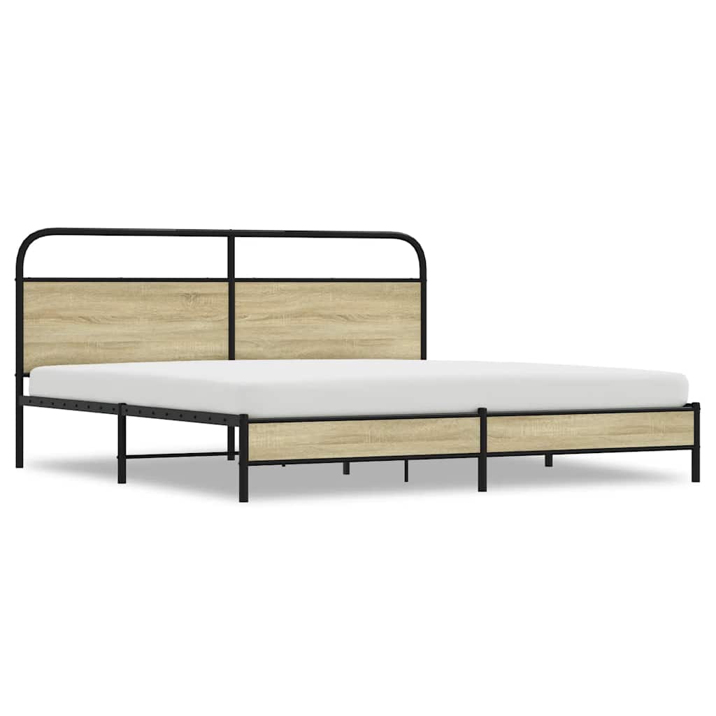 Metal Bed Frame without Mattress Sonoma Oak 180x200 cm Super King