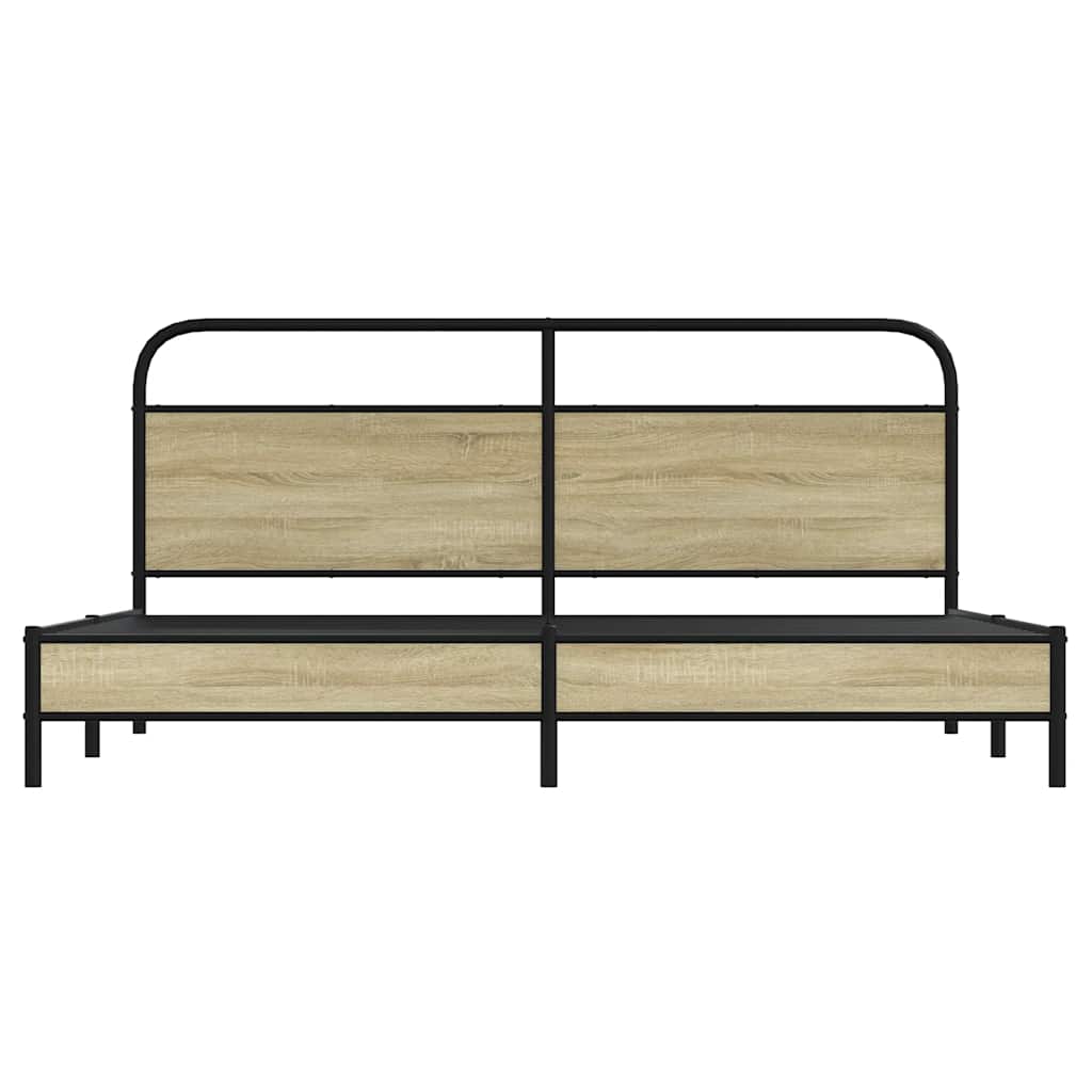 Metal Bed Frame without Mattress Sonoma Oak 180x200 cm Super King