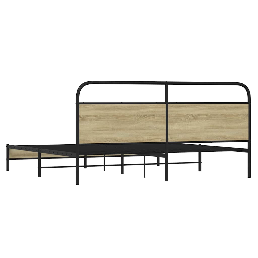 Metal Bed Frame without Mattress Sonoma Oak 180x200 cm Super King