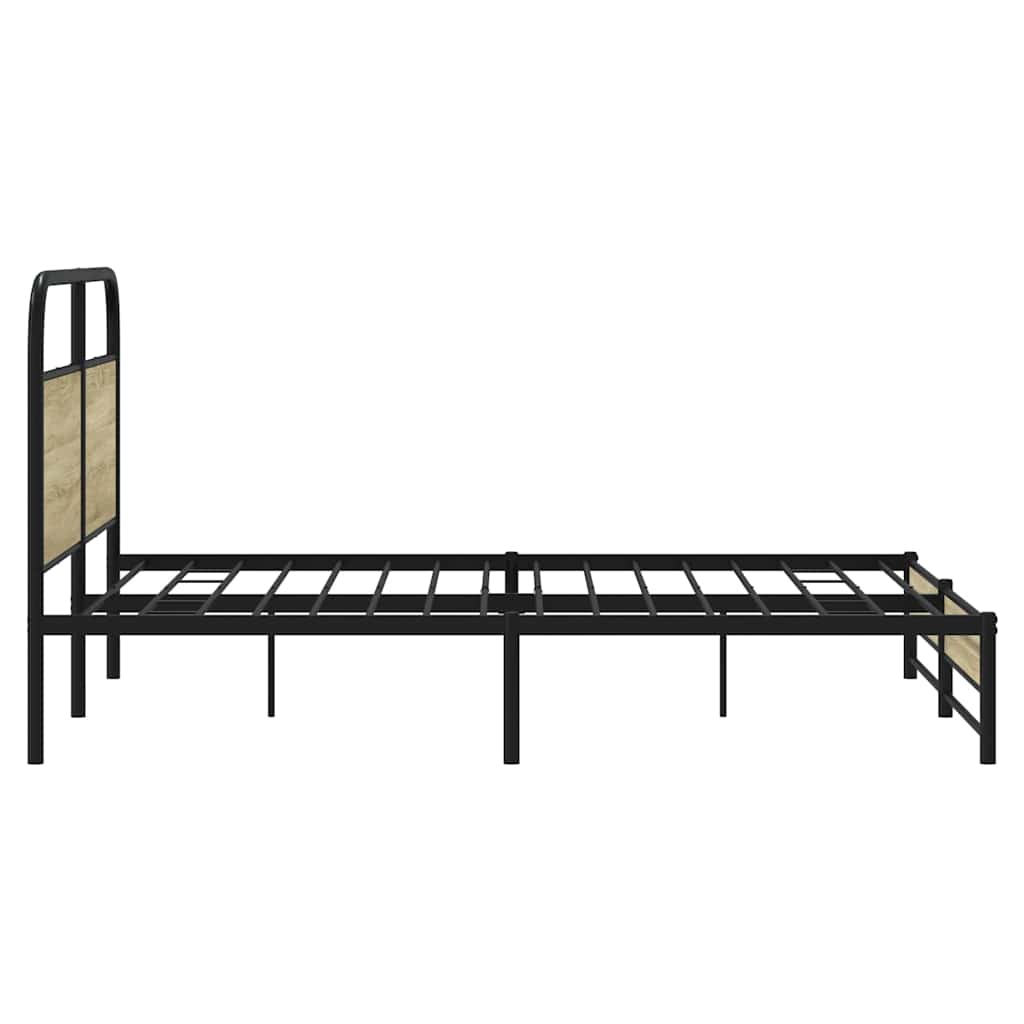Metal Bed Frame without Mattress Sonoma Oak 160x200 cm