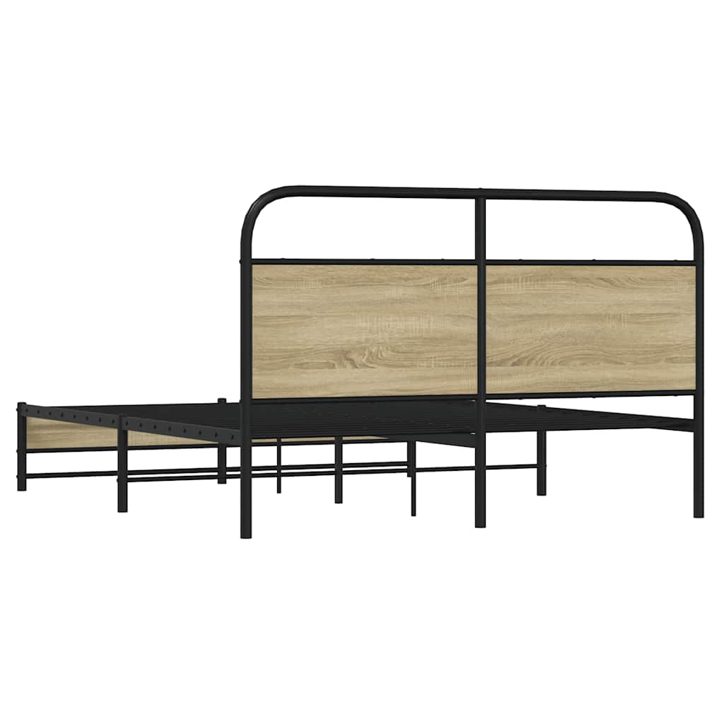 Metal Bed Frame without Mattress Sonoma Oak 160x200 cm