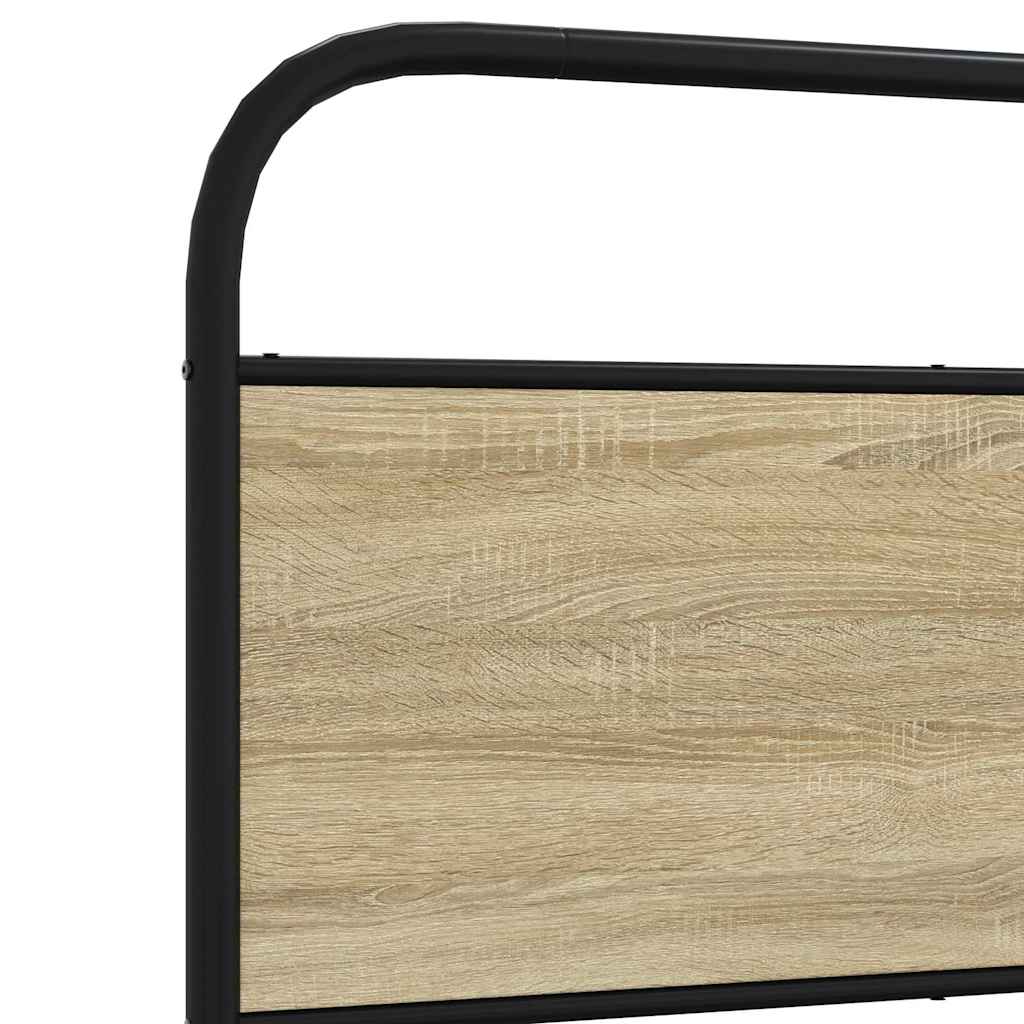 Metal Bed Frame without Mattress Sonoma Oak 160x200 cm
