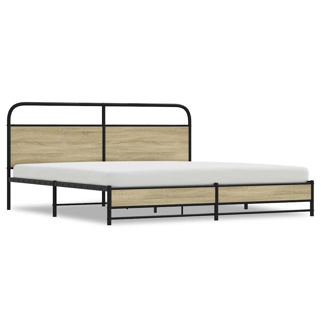 Metal Bed Frame without Mattress Sonoma Oak 183x213 cm