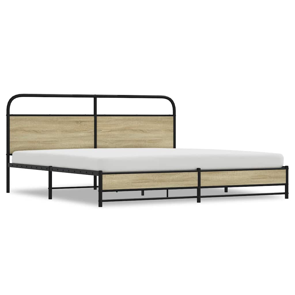 Metal Bed Frame without Mattress Sonoma Oak 200x200 cm