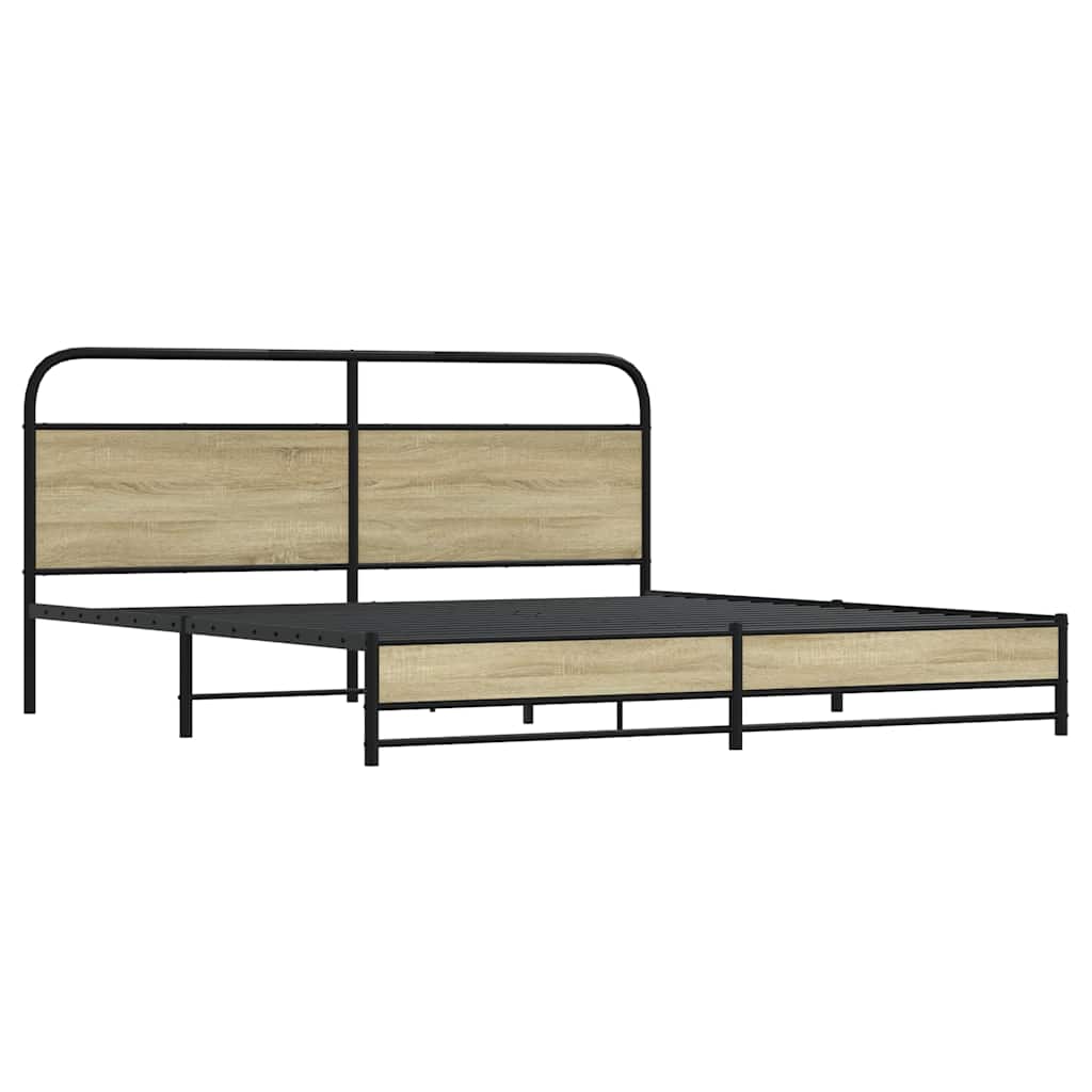 Metal Bed Frame without Mattress Sonoma Oak 200x200 cm