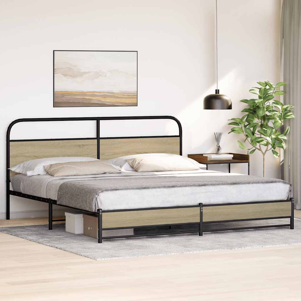 Metal Bed Frame without Mattress Sonoma Oak 200x200 cm