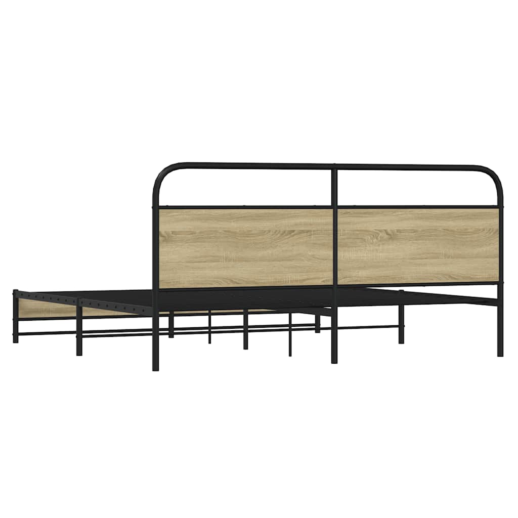 Metal Bed Frame without Mattress Sonoma Oak 200x200 cm