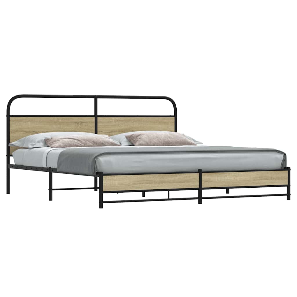 Metal Bed Frame without Mattress Sonoma Oak 200x200 cm