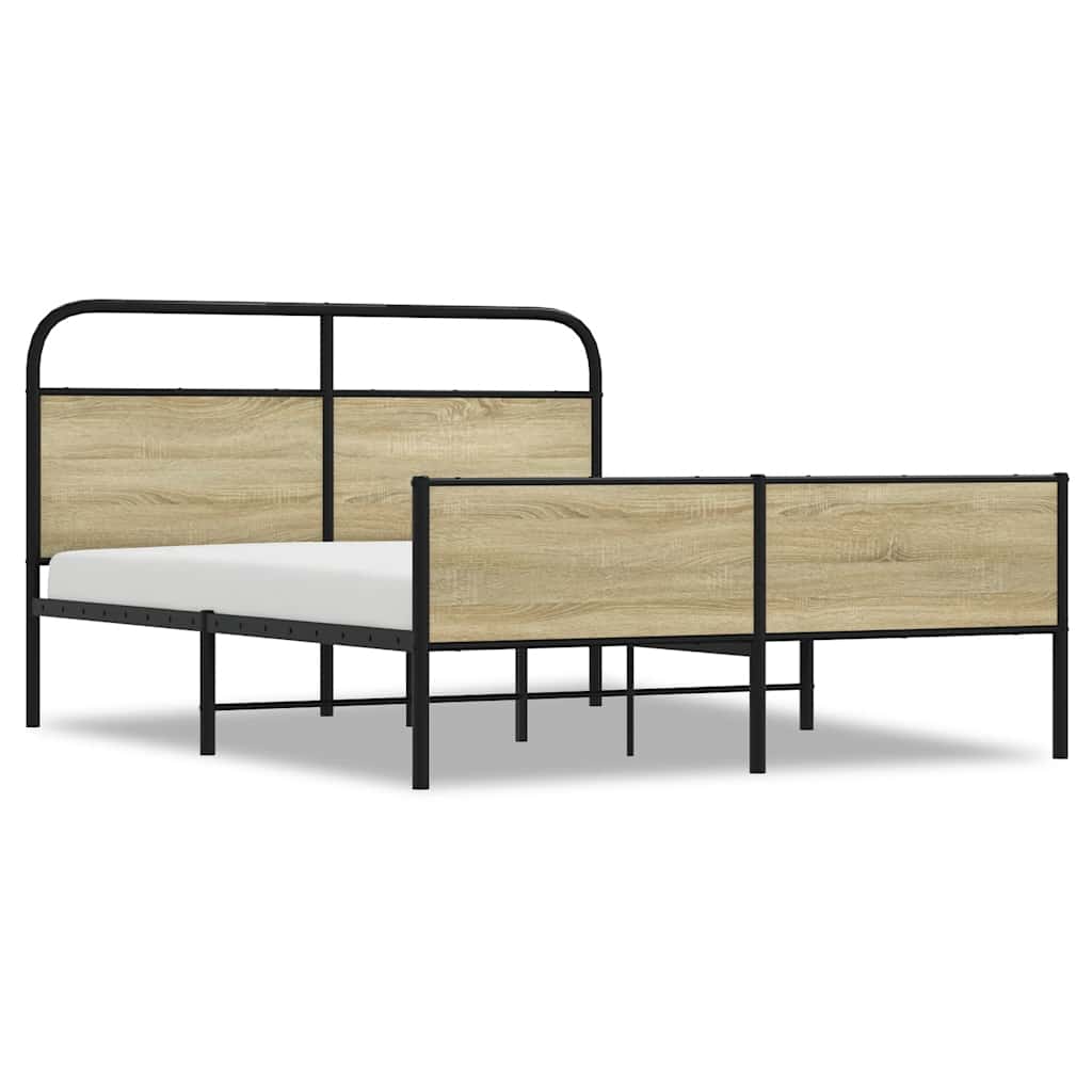 Metal Bed Frame without Mattress Sonoma Oak 150x200 cm King Size