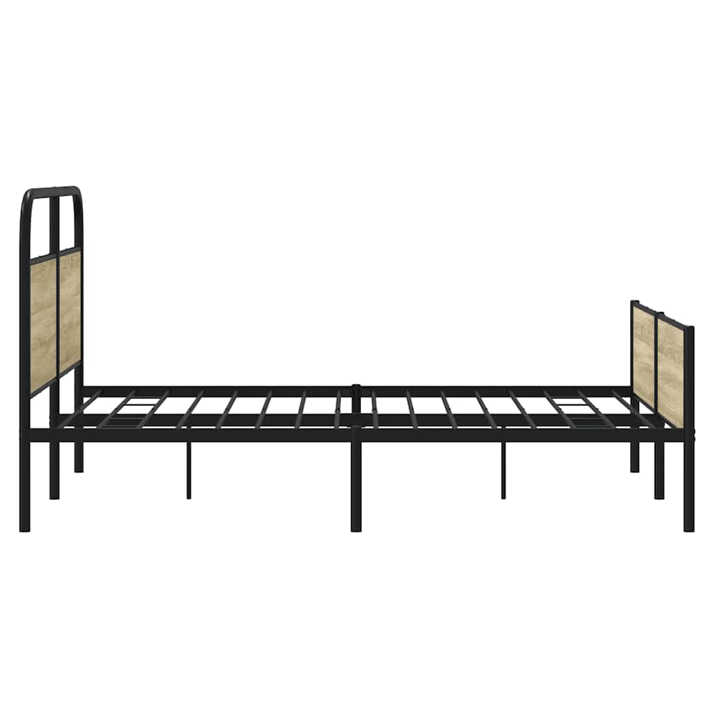 Metal Bed Frame without Mattress Sonoma Oak 150x200 cm King Size