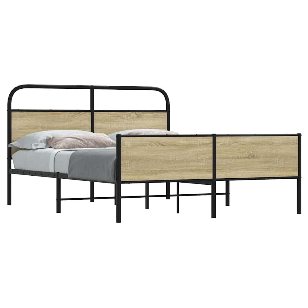 Metal Bed Frame without Mattress Sonoma Oak 150x200 cm King Size