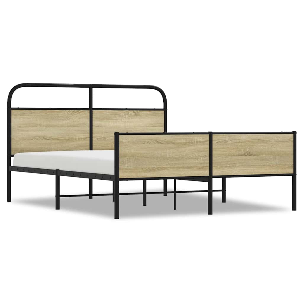 Metal Bed Frame without Mattress Sonoma Oak 160x200 cm
