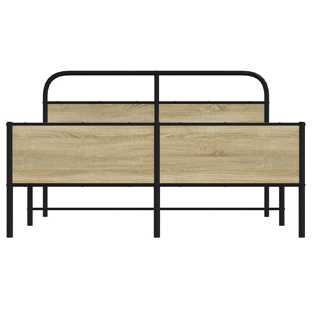 Metal Bed Frame without Mattress Sonoma Oak 160x200 cm