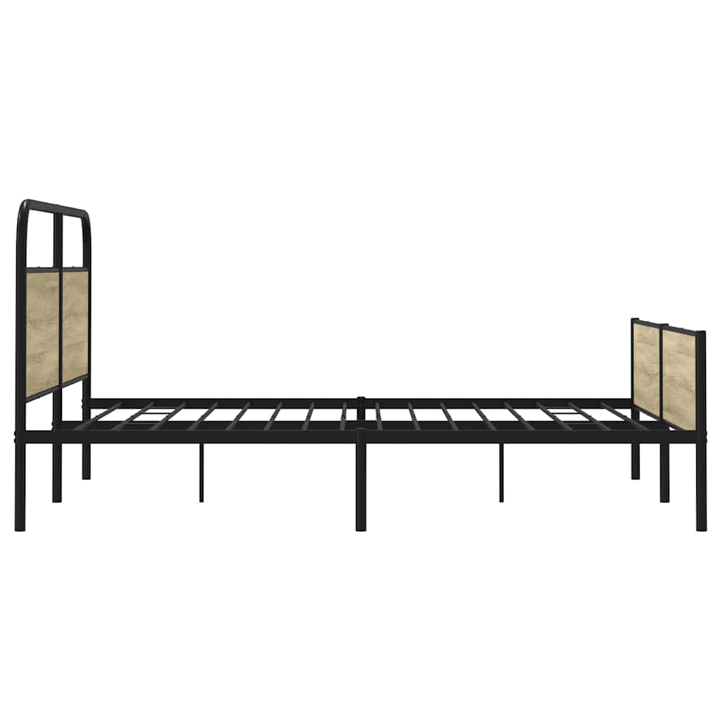 Metal Bed Frame without Mattress Sonoma Oak 180x200 cm Super King