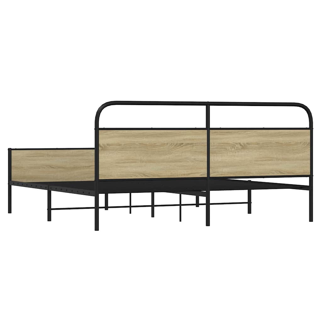Metal Bed Frame without Mattress Sonoma Oak 180x200 cm Super King