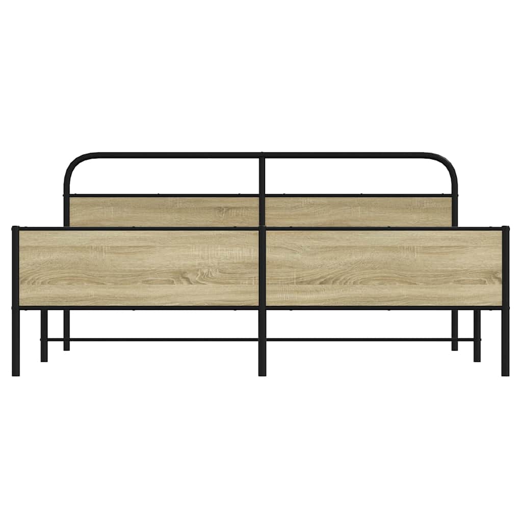 Metal Bed Frame without Mattress Sonoma Oak 183x213 cm