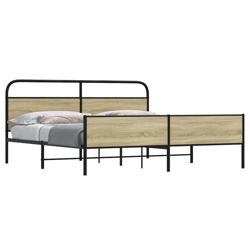 Metal Bed Frame without Mattress Sonoma Oak 183x213 cm
