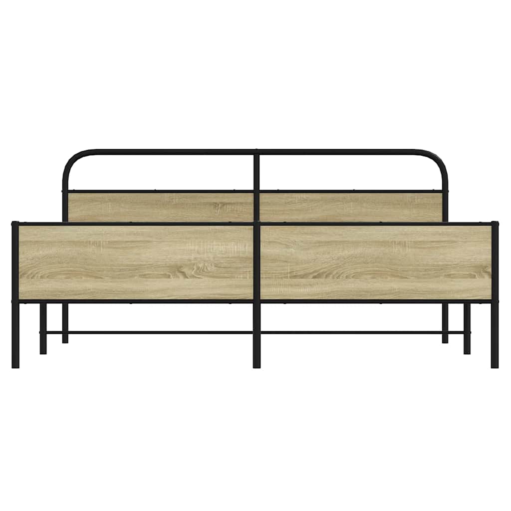 Metal Bed Frame without Mattress Sonoma Oak 193x203 cm