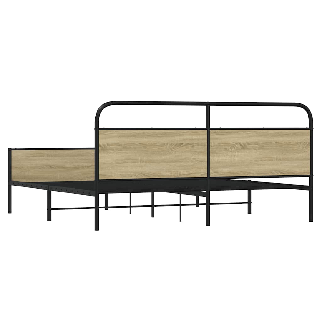 Metal Bed Frame without Mattress Sonoma Oak 193x203 cm