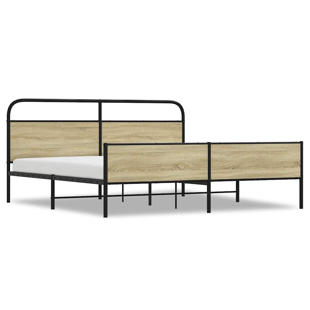 Metal Bed Frame without Mattress Sonoma Oak 200x200 cm