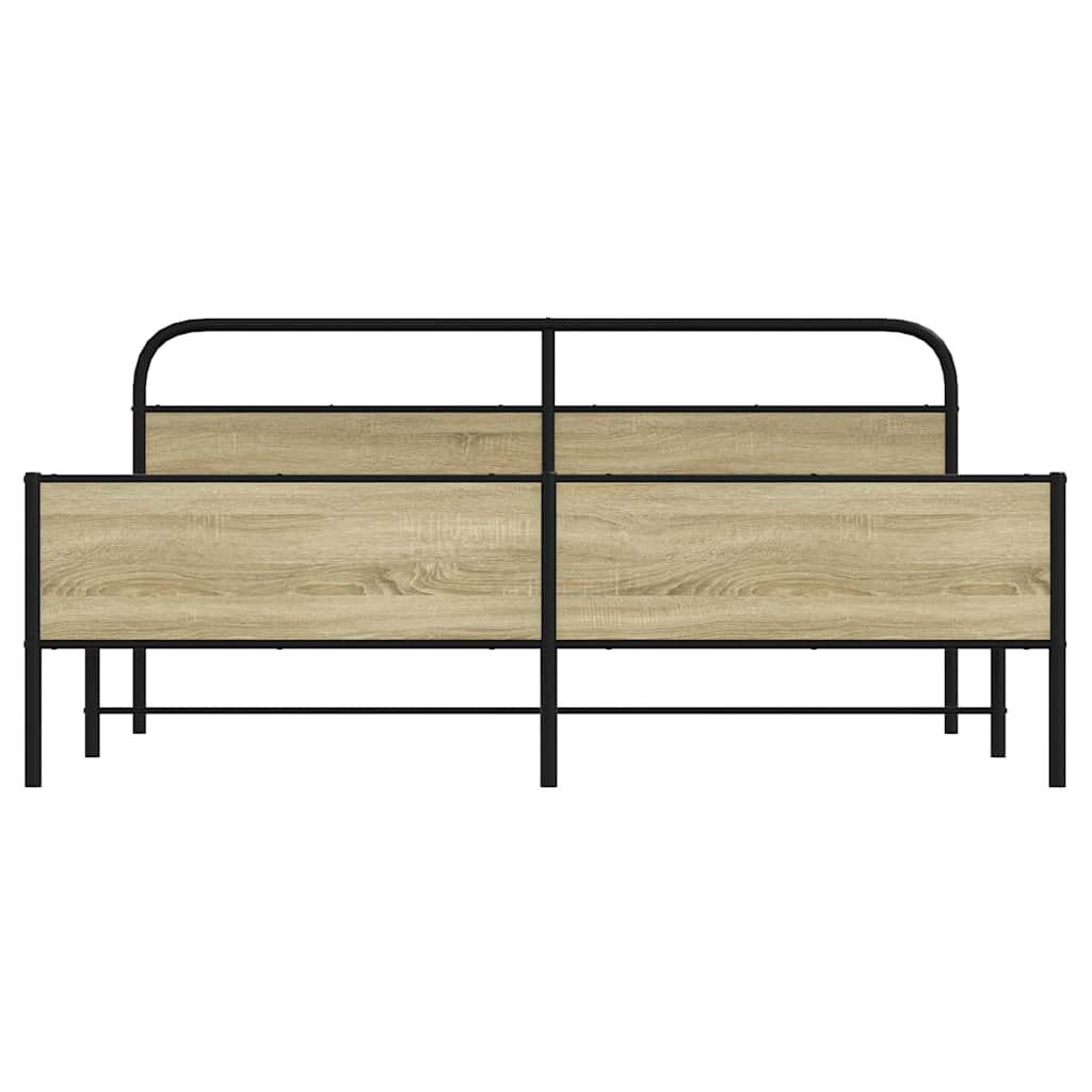 Metal Bed Frame without Mattress Sonoma Oak 200x200 cm