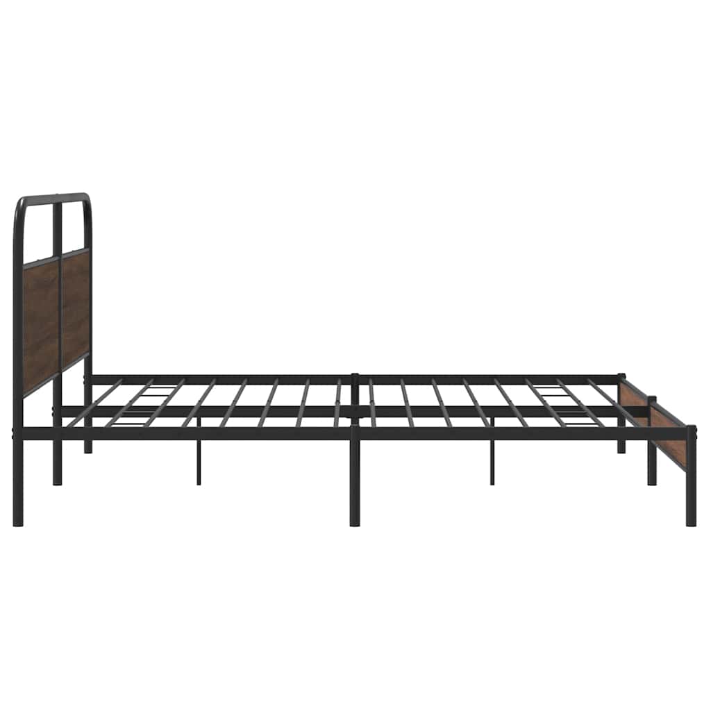 Metal Bed Frame without Mattress Brown Oak 180x200 cm Super King